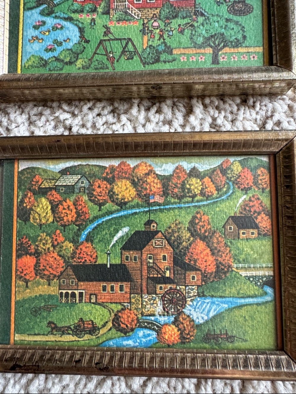 Set of 6 Green Folk Art Home Prints/cards in Gold Frames - Picture 7 of 15